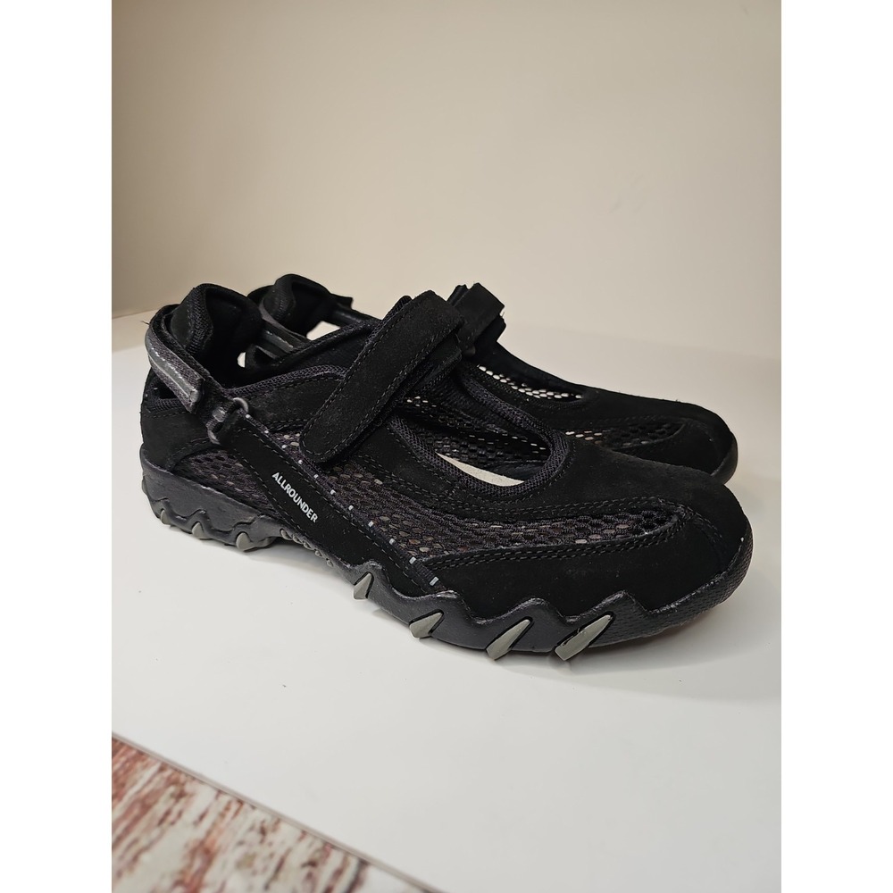 Mephisto Women's Niro Black C. Suede N 84 003 Flat Heel Hook & Loop Strap Shoes